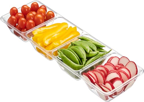 PLASTICPRO 4 Sectional Rectangle Plastic Disposable Serving Pack of 2 - color: Clear