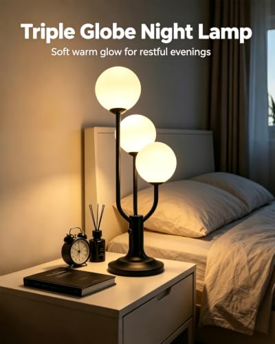 Lightdot Globe Black Table Lamp for Bedroom Gift G9 Bulbs Included Dimmable - color: 11-Black-Globe-3U