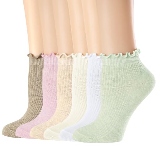 Mcool Mary Womens Ankle Ruffle Socks 6 Pack - color: Multicolor4, size: 5-9
