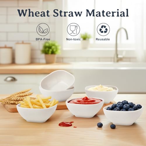 5 OZ Sauce Bowls Set of 6, Unbreakable Dipping Sauce Cups - White - color: White, size: 5 OZ