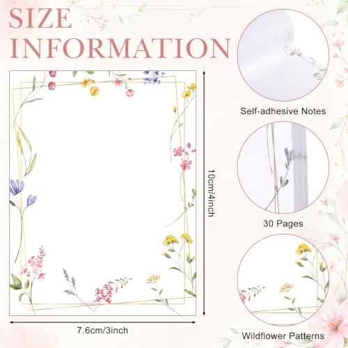Chiisong 12 Pack Wildflower Sticky Notes Gift, Floral Sticky Notes - style: Fresh Wildflower
