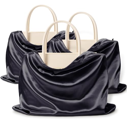 Vonty Black Satin Dust Bags 3 Pack Drawstring Pouch for Purse, 19.6x15.7in - color: Black, size: 19.6 x 15.7