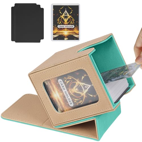 Card Deck Box for MTG Commander, Deck Case Holds 100 Double-Sleeved Cards - color: Khaki & Green, size: 1 Box