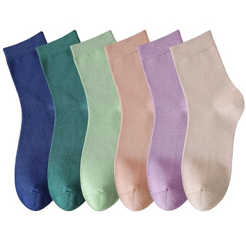 MAGIARTE Womens Mini Crew Cotton Socks,6 Pairs - color: Color#10
