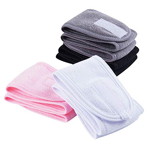 4 PCS Facial Spa Headband Makeup Skincare Headbands for Washing Face - color: White, Black, Pink,Gray