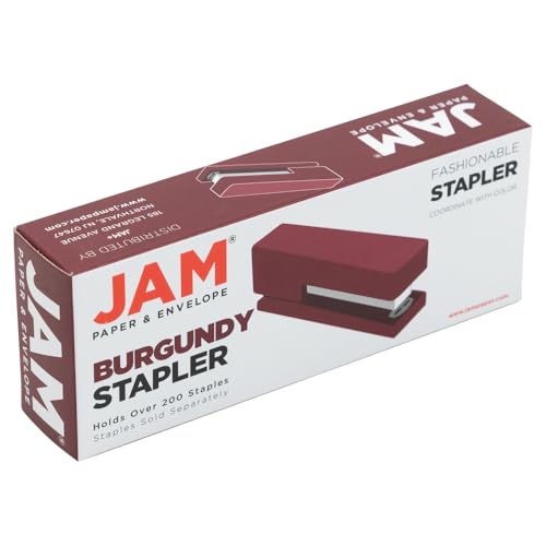 JAM PAPER Modern Desk Stapler - Burgundy - Sold Individually - color: Burgundy, size: Pack of 1