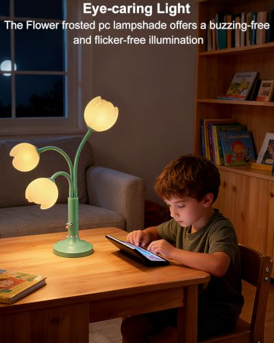 Lightdot Flower Green Table Lamp Dimmable 3 Bulbs Included Gift for Nursery - color: 12-Green-Flower-3U
