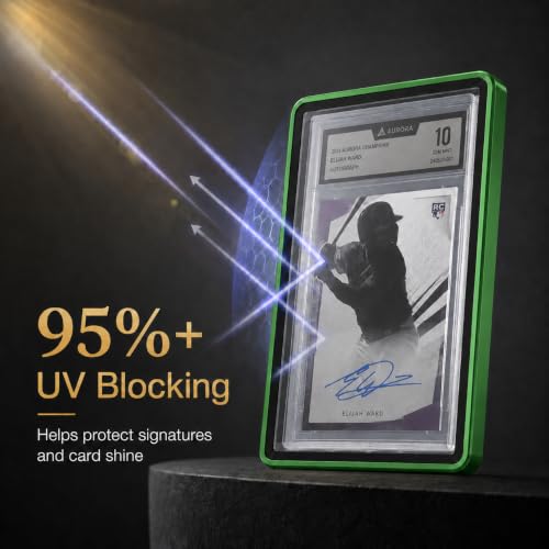 PSA Slab Case, Magnetic 9-Point Lock Display Protector,Green - color: Green