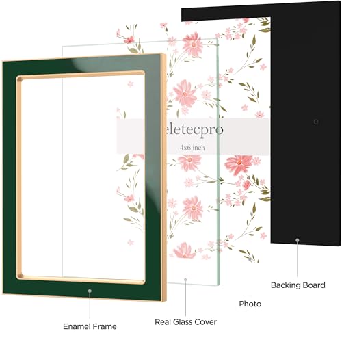 eletecpro 4x6 Enamel Picture Frame with Real Glass Cover, Green, 2-Pack - color: Green, size: 4x6