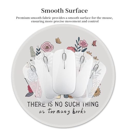 Hancynir Book Floral Round Mouse Pad, Small Cute Mousepad for Office Desk - color: Books Floral