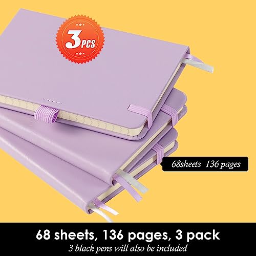 NIRMIRO Purple Small Notebook Journal with Pen Mini Leather Journal for Women Note Book College Ruled Small Note Pad Pocket Size for Work Note Taking Organization - color: 3 Purple, size: A6