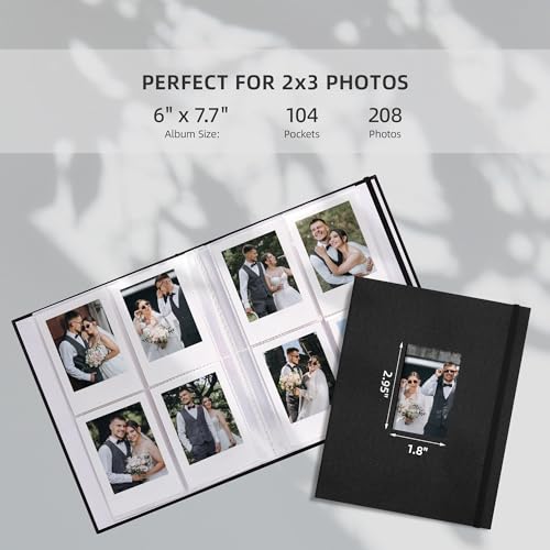 Vienrose Mini Polaroid Photo Album 208 Photos 2x3 Inch Black 2 PACK - color: Black, size: 2 PACK