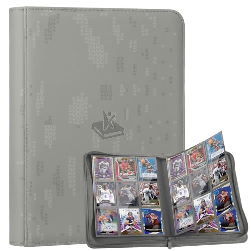 Trading Card Binder 9 Pocket, 360 Pockets Card Collection Binder - color: Gray