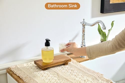 X-Small 8.5" Acacia Wood Riser Pedestal Stand for Kitchen Counter - size: X-Small:8.5"x4.0"