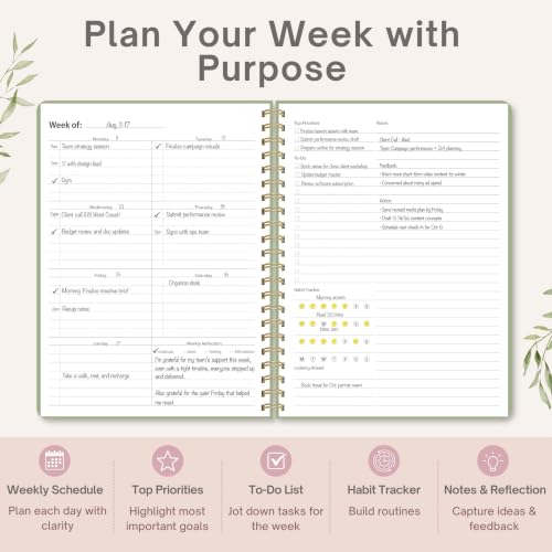 Undated Weekly Planner, 8.5" x 11", Dashboard Layout, Pink - color: Pink, size: 8.5" x 11" (Letter)