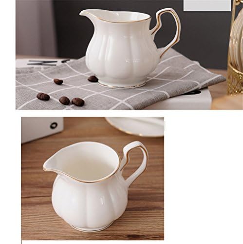 fanquare 15 Pieces Simple White English Ceramic Tea Sets,Tea Pot,Bone China Cups Without Metal Holder,Matching Spoons,Afternoon Tea Set Service Coffee Set - color: White