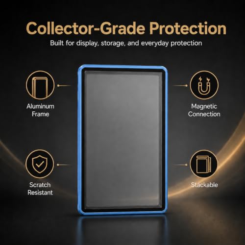 PSA Slab Case, Magnetic 9-Point Lock Display Protector,Blue - color: Light Blue