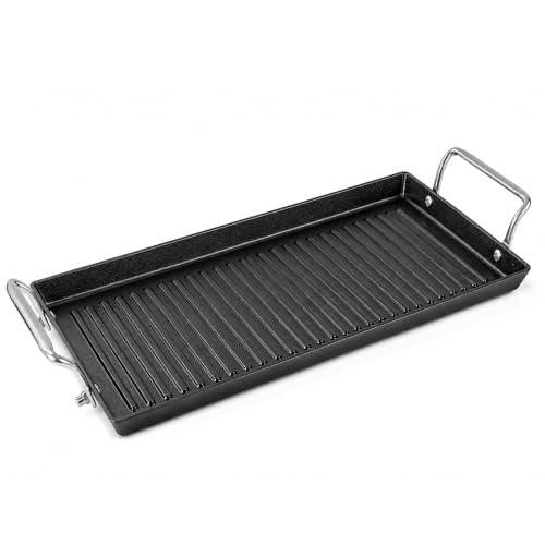 26.7"x8.6" Pre-Seasoned Cast Iron Griddle for Gas Grill for Double Burner - size: 26.7" x 8.6" x 1"