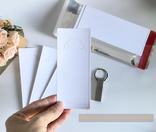 100 Set Keychain Display Cards with Bags,Jewelry Packaging Blank Hanging Cards for Selling - color: White 5"x2.2"