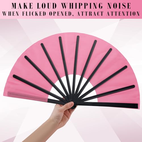 Maitys 2 Pack Foldable Fans for Rave Dancing,Pink,Flash Pattern - color: Pink, style: Flash Pattern