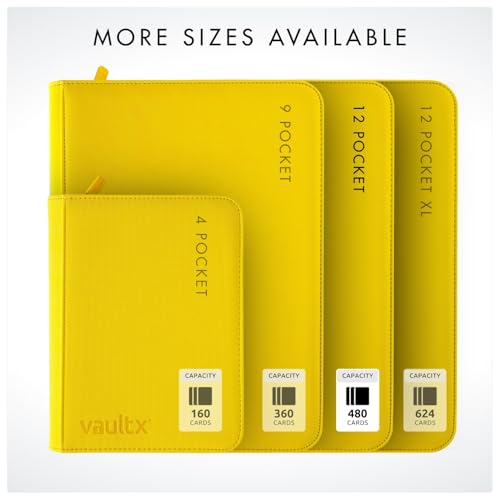 Vault X 12 Pocket Zip Trading Card Binder 480 Cards Exo-Tec (Yellow) - color: Yellow, size: 12 Pocket