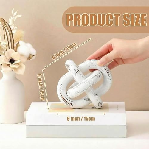 Yalikop 3 Link Wood Knot Decor Rustic Table Shelf Accents, Retro White - color: Retro White
