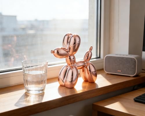 4 Inch Shiny Rosegold Balloon Dog Sculpture - color: Shiny Rose Gold