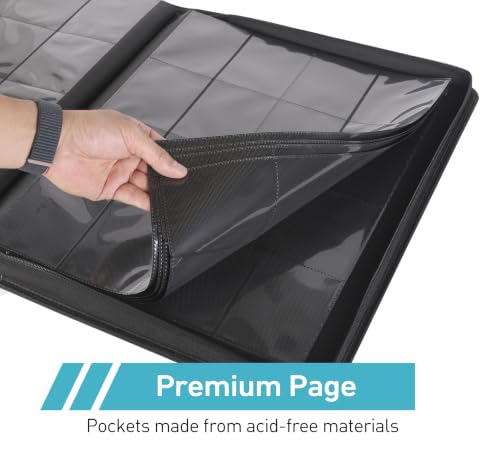 Top Loader Binder 16 Pocket, Holds 640+ Cards in 3" x 4" Toploaders, Ringless 20 Double-Sided Sleeves, Side-Loading, Spine Label with Maker Pen Toploader Binder for TCG, MTG, Sports Cards - color: Turquoise, size: 16-Pocket, Holds 640 Cards