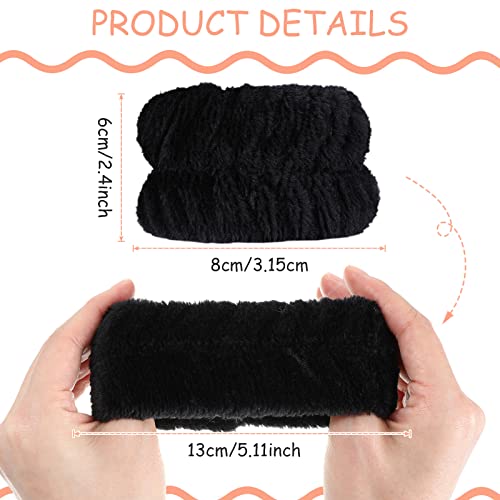 Chuangdi 4 Pairs Wrist Bands for Washing Face Microfiber,Black - color: Black