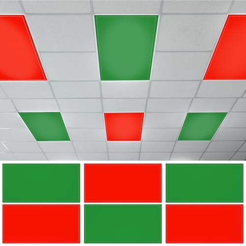 6 Pcs Fluorescent Light Covers with 60 Magnets Decorative for Classroom Ceiling Lights 4 x 2 Feet Magnetic Light Cover Filter Easy Install for Office Hospital Home Ceiling Supplies (Christmas Color) - color: Christmas