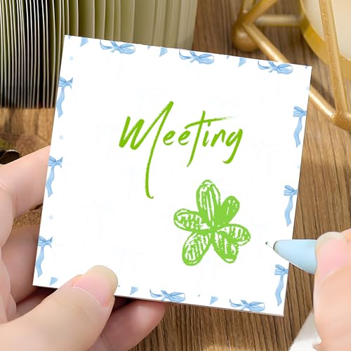 Sticky Notes 3x3 Inches, 2 Pads, Easy Post Cute Self-Stick Notes, Colorful Self Stick Notes Pads for Home Office Notebooks Accessories, Strong Adhesive Note Pad Blue Cute Bows - color: Blue Cute Bows