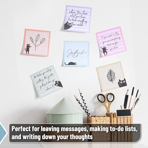 Mr. Pen- Black Cat Sticky Notes Set, 3" x 3", 6 Pads, 480 Sheets | Black Cat Sticky Notes, Memo Pads, Self-Stick Note Pad for Office, School, Home, Study & Organization - color: Multicolor, size: 6 Pads