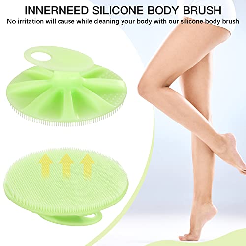 INNERNEED Silicone Body Cleansing Brush Exfoliating Scrubber, Green - color: Green