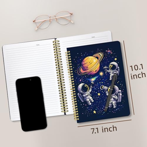 Cute Spiral Notebook Lined Journal B5 Note Book with Pocket, Space - color: Astronaut