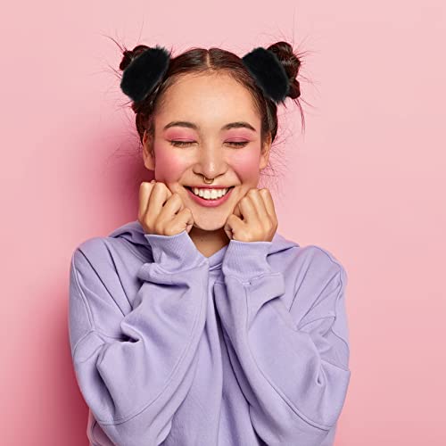 Fuzzy Scrunchies 8 PCS Black Hair Ties Cute Hair Bands with Faux Rabbit Fur Elastic Hair Ties Hair Bobbles Ponytail Holders Girls Women Hair Accessories - color: Fuzzy-black 8PCS