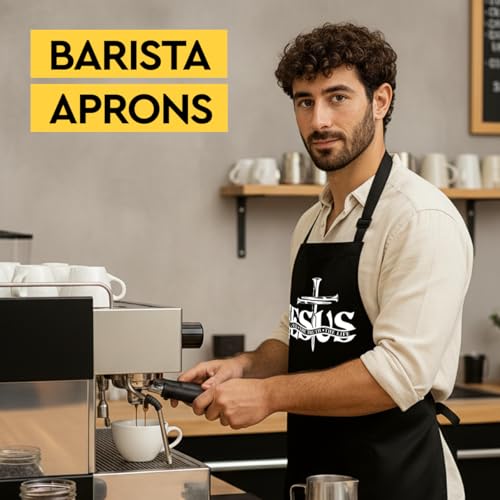 Funny Black Grill Apron with Pockets for Man,Dad,Husband,Father in Law,Chef Daddy Grilling Apron BBQ Cooking Gifts - color: Jesus Apron