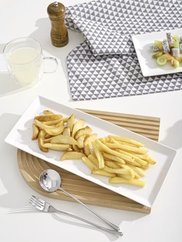 Kanwone White Serving Platters, Porcelain Serving Trays for Parties, Large Rectangular Plates - 14.5 Inch, Set of 4 - style: Style3