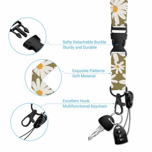 ID Holders for Badges Daisy Flower Badge Holder with Lanyard Clip for Women Nurse Teacher Student - color: Daisy Flower