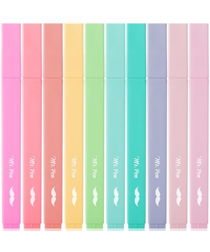 Mr. Pen- Aesthetic Highlighters No Bleed, 10 Pack, Assorted Colors | Chisel Tip, Cute Highlighters Assorted Colors for Journaling, Highlighting, Underlining, Fast Dry, Back to School Supplies - color: Candy Colors, size: 10 Pack