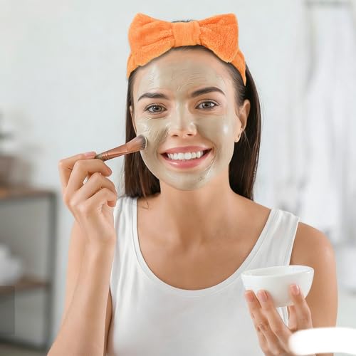 10 Pack Cute Orange Soft Microfiber Spa Headbands for Women & Girls - color: Orange