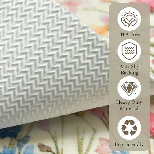 Vinyl Placemats Set of 6-12x17 Inch - Heat Resistant Washable Place Mats Waterproof Non-Slip Wipeable Table Mats for Dining Table Decor, Indoor/Outdoor Plastic Mat - color: Floral-4
