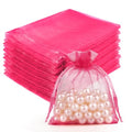 Crweety 50 Pcs Organza Bags 3x4, Hot Pink Small Mesh Gift Bags Drawstring - color: Hot Pink