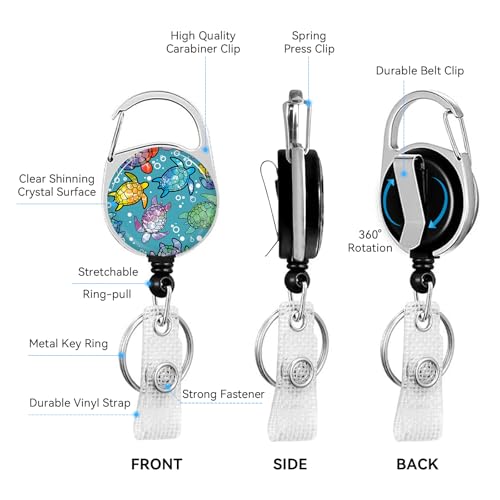 2 Pack Sea Turtle ID Badge Holder with Clip Badge Reels - color: 2 Pack-sea Turtle2