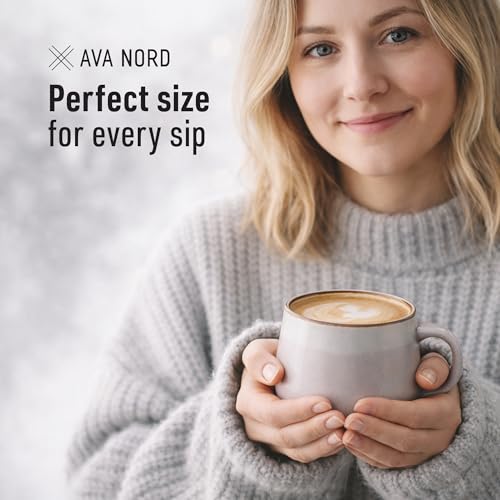 Ava Nord Large Stoneware Ceramic Coffee Mugs Set of 4-16 oz - Rose Sand - color: Rose Sand, size: 16 Oz