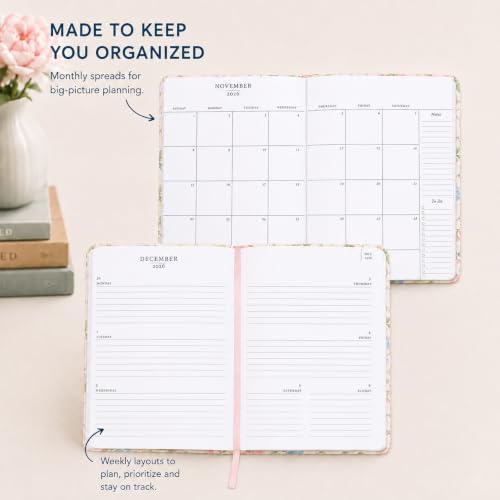 Laura Ashley Academic Planner Hardcover Agenda Jul 2026-Dec 2027, 6"x8" - color: Pink Floral