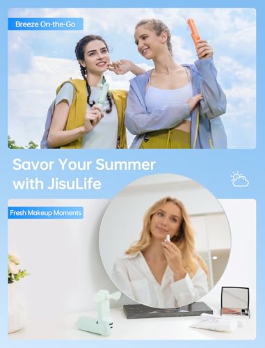JISULIFE 3 IN 1 Portable Fan with Power Bank & Flashlight Featured - color: Light Green