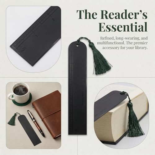 6 Inch Metal Ruler Bookmark, Black - color: Black