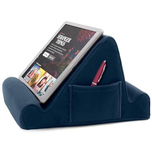 Brookstone Tablet Lap Cushion - Tablet/Phone/Ebook Holder for Bed, Flights, and Travel, Memory Foam Lap Desk for Reading and Hands Free Viewing, Compatible iPad and Kindle Accessories, Blue - color: Royal Blue
