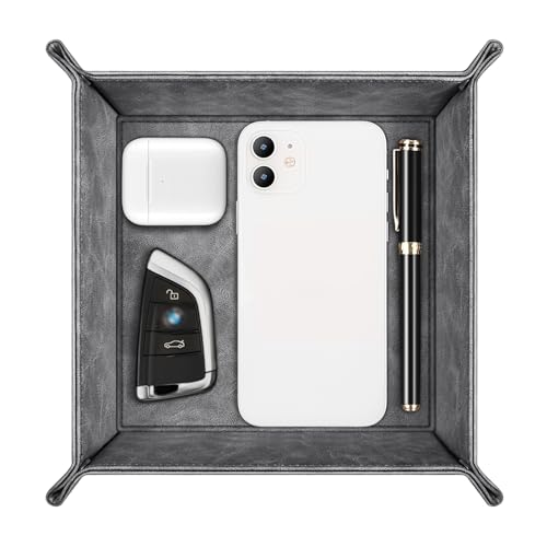 SITHON Valet Tray Desktop Storage Organizer Nightstand Caddy Holder - color: Gray