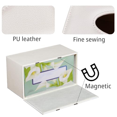 Linen Tissue Box Cover Rectangle,Aesthetic Facial Tissue Cube Box Holder - color: Cream